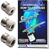 Master Airbrush Brand Airbrush Fitting Conversion Adapters for Paasche, Badger & Aztec Airbrushes; Converts Threads Size to 1/8" BSP Size Threads; Hose Adapter Connector; Airbrush Guide Booklet