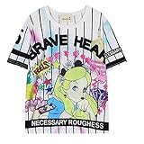 (シーファニー)Cfanny レディース 可愛い 原宿風 ガール 95 英字 カートン パンク プリント アメカジ ゆったり デザイン ボーダー おしゃれ 半袖 Tシャツ パープル