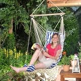Eigenschaften JOKA international GmbH  / Hängesessel mit Fussteil blau/weiß - Relaxen pur