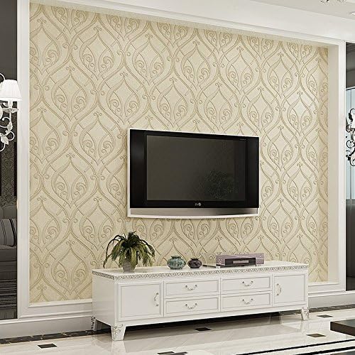 3D non-woven wallpaper flocked European style roll Teng flower wallpaper bedroom living room TV background wall packs , black