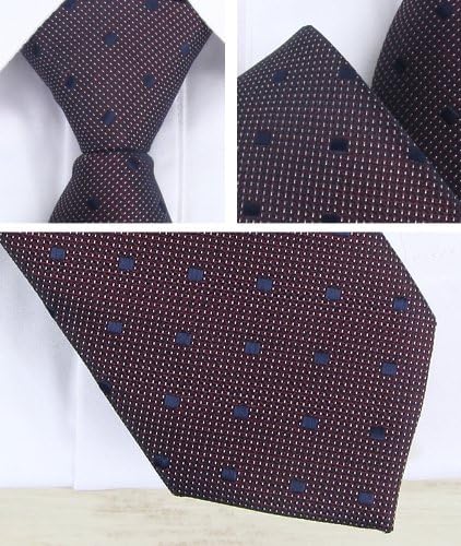 Skinny Pre-tied Zipper Tie Burgundy Navy Blue Polka Dots One Size