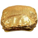Gold Fully Sequined Ivy Beret Cap With Covered Brim
