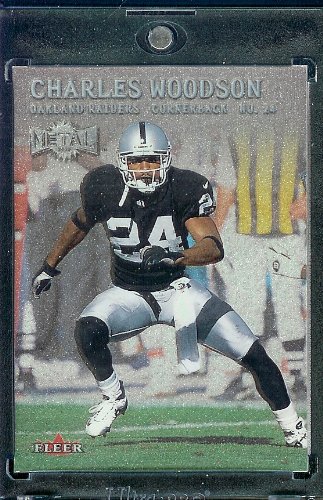 2000 Fleer Metal # 97 Charles Woodson Oakland Raiders Football Card- Mint Condition- Shipped In Protective ScrewDown Case!