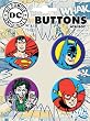 Superman Batman Joker Flash 4 Piece Button Set
