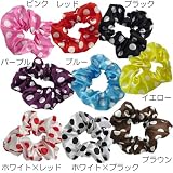 【格安99シリーズ】水玉ドットサテンサテンシュシュ（全9色）【ブラウン】☆髪飾り通販☆可愛いヘアーアクセサリー