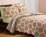 Modern Medallion Coral Pink Quilt Sham Set