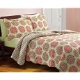 Modern Medallion Coral and Pink Quilt and Sham Set