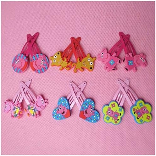 Peppa pig Hair Clips bows & hairpin / headwear, bob pins, hair jewelry, for baby & toddler & Children & girl(6 pairs)