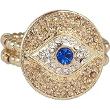 Magical Protection Gold Tone Pave Rhinestone Evil Eye Ring fits sizes 6 - 11