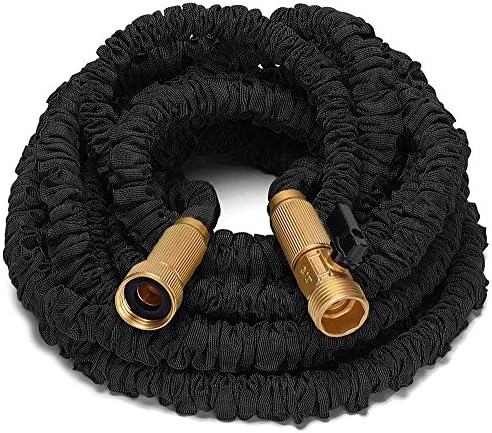 Rimex 100ft Expandable Garden Water Hose Stronger DOUBLE LATEX Brass Fittings Connectors, Flexible - all Watering Needs (100 FT, Black)