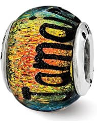 Sterling Silver Reflections Jamaica Orange Dichroic Glass Bead