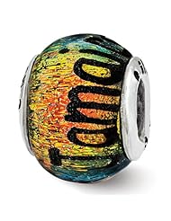 Sterling Silver Reflections Jamaica Orange Dichroic Glass Bead
