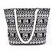 CLARA Canvas Travel Tote Bag Oversized Shoulder Bag Summer Large Beach Bag Shopping Bag with Zipper and Cotton Rope Handles(Ethnic Style Elephant)