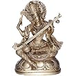 Metal Sculpture of Hindu Goddess Saraswati in Brass