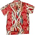 Surfboard Lei Boy's Hawaiian Aloha Camp Shirt & Cotton Shorts 2PC Cabana Set in Red - 3T