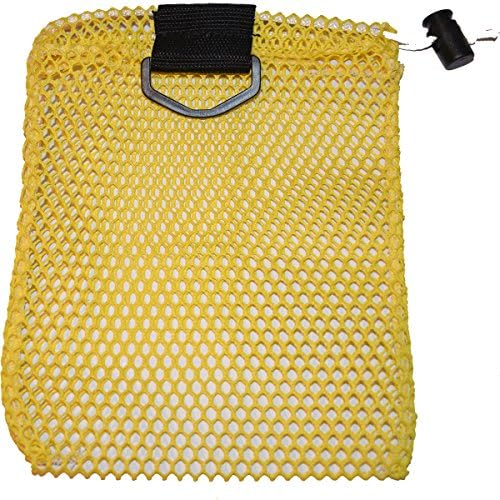 Nylon Mesh Drawstring Collection Bag, 8" x 10" Yellow with D-RING