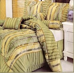 NightangleJacquardSageGreenQueenComforterBedinaBag