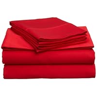 Egyptian Cotton 300 Thread Count King Sheet Set Solid, Red
