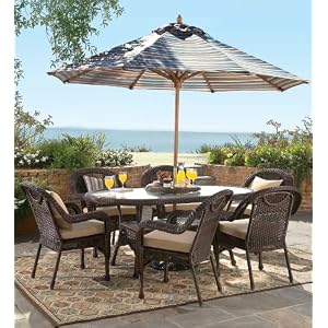 Prospect Hill Handwoven Resin Wicker Outdoor Round Dining Table and Four Chairs