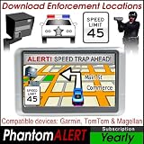 PhantomALERT Red Light Camera and Speed Light Detector Software for select Garmin, TomTom and Magellan GPS (1-Year Download Subscription)