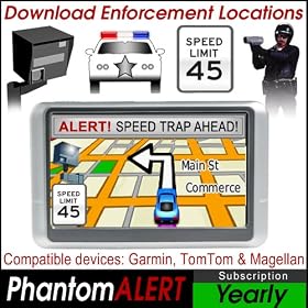PhantomALERT Red Light Camera and Speed Light Detector Software for select Garmin, TomTom and Magellan GPS (1-Year Download Subscription)