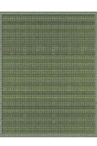 Saddlestitch All - weather Area Outdoor Area Rug, 5'3x7'6, GREEN/BLACK