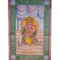Tagesdecke �berwurf Wandbehang Ganesha 205x135 cm Baumwolle Handbemalung indischer Dekostoff