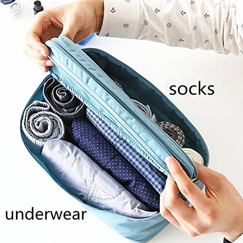 Multi-functional Travel Underwear Socks Divided Pouch Organizer,luggage Packing Bag Case (Light blue)