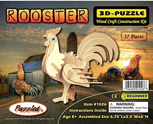 YinheMed DIY 3D Wooden Puzzle - Cock Cedarwood - Handmade Jigsaw Woodcraft Kit Wooden Handcraft Educational Products Wooden Art Intarsia