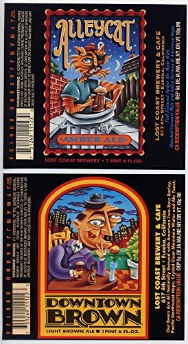 Set of Six Lost Coast Brewery Eureka California 22 oz Brewery Bottle Labels