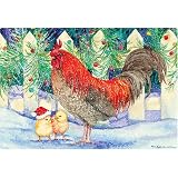 Magic Slice Non-Slip Flexible Cutting Board, Party Size 7.5 x 11, Xmas Rooster by Kathleen Parr McKenna