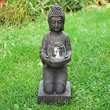 Buddha Windlicht Dekofigur Skulptur - H44cm grau-braun