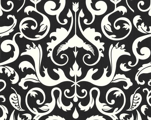 Livingwalls 6693-77 Tapete, Baockmuster, wei&szlig; schwarz, Design by Lars Contzen