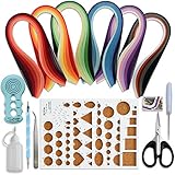 Juya Paper Quilling Kits with 30 Colors 600 Strips and 8 Tools (Paper Width:3mm, Blue Tools)