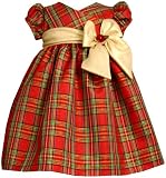Bonnie Jean Girls 2-6x Plaid Taffeta Dress With Sash,Red,3T