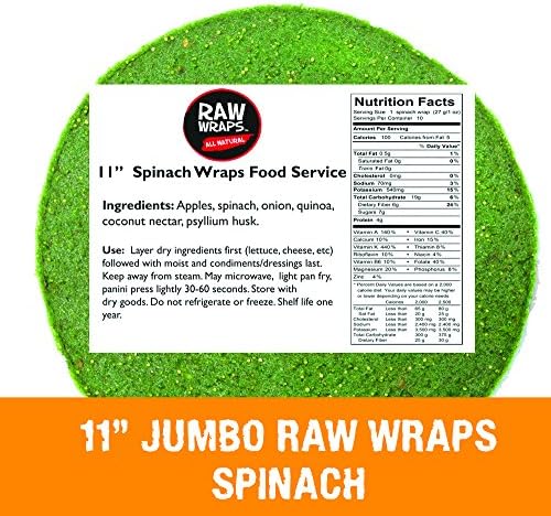 11" Jumbo Raw Wraps (Spinach)