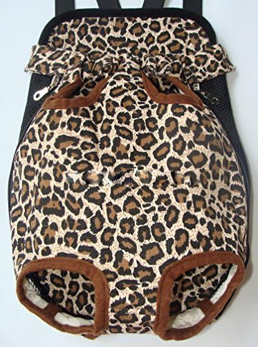 Petown Dog Legs Out Front Carrier Backpack (Leopard Brown, Medium Size)