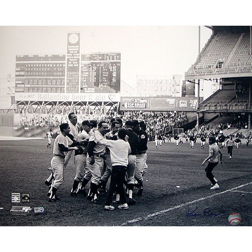 Steiner Sports MLB New York Yankees Ken Regan Signed Yogi Berra Celebration with Team B&W Horizontal 16x20 Photograph