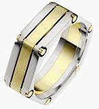 7mm Designer Link Style 14 Karat Two-Tone Gold Wedding Band