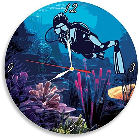 Diving Decal Waterproof Color Modern Sticker Wall Clock - Decorate your home with Colored Art - Best gift for men and women, friend, girls and boys - Win a prize for a feedback