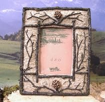 Rustic Branch & Pine Cone 4 X 6 Photo Frame