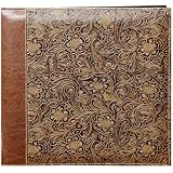 Pioneer 12 Inch by 12 Inch Postbound Embossed Sewn Leatherette Cover Memory Book, Brown