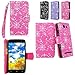 Cellularvilla Wallet Case for BLU Studio 5.5 D610a Pink Glitter Pu Leather Wallet Card Flip Open Pocket Case Cover Pouch