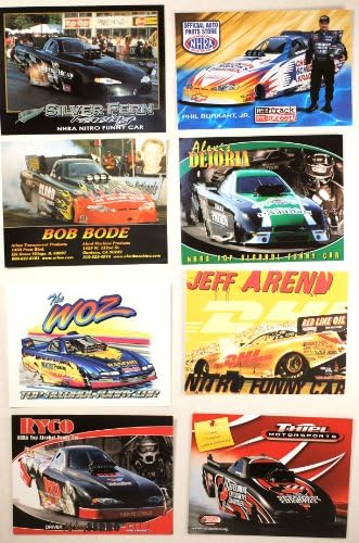 NHRA - 15 Promo Cards - Funny Cars - Grant Downing / Phil Burkhart Jr / Bob Bode / Tommy Johnson Jr / Bob Gilbertson / Brian Thiel / Mickey Ferro / Mark Woznichak / Rob Atchison / Jeff Arend / Alexis DeJoria / Art Trautman / Gary Scelzi - - Oakley / Mopar / Art Attack / Tequila Patron / DHL / Team Ace / Ryco / Autolite XP / KBR / Checker / Silver Fern - Out of Print - Rare - Collectible