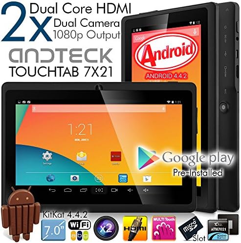 TouchTab 7X21 Dual Core KitKat 4.4.2 Google Android Tablet PC, 7-inch, Wi-Fi, HDMI 1080p, Dual Camera (Black)