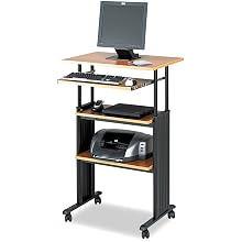 Safco 1929MO Adjustable Height Stand-Up Workstation, 29w x 19-3/4d x 49h, Oak PVC Top