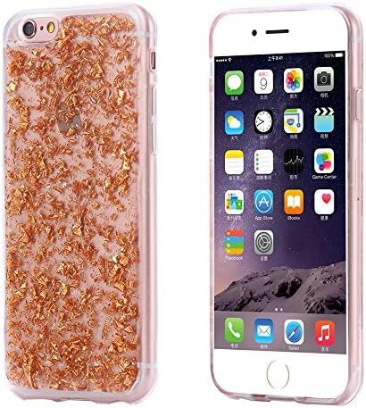 Bling Glitter Foil Stars Crystal Clear Rubber Shockproof Case Cover For iPhone6 Rose gold
