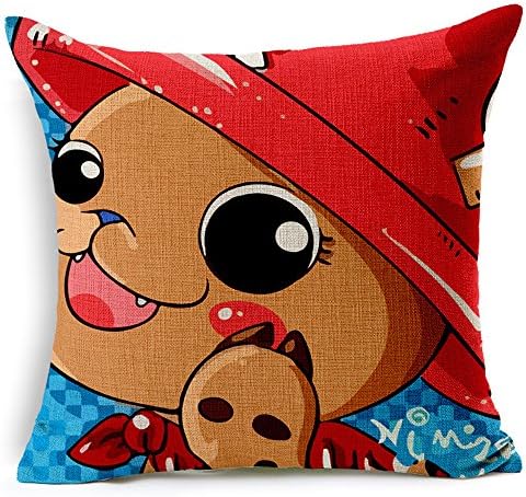 Custom Cotton Linen Leaning Cushion Throw Pillow Covers Pillowslip Case,Size 17.7" x 17.7" Square ,Cute cartoon characters -003