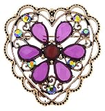 Vintage Inspired Copper & Amethyst Hues Heart Brooch