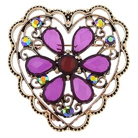 Vintage Inspired Copper and Amethyst Hues Heart Brooch by 1928 Jewelry